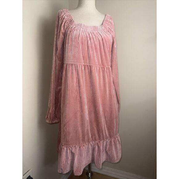 NEW Suzanne Betro Dress Dusty Pink Ribbed Stretch Maxi Ruffle Hem Size Large NEW - Picture 1 of 10